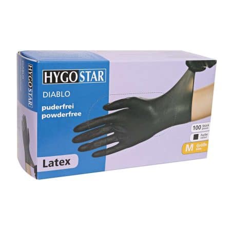 Hygostar latex handschoenen zwart Diablo