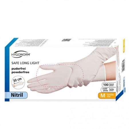 Hygonorm nitril handschoenen wit lang Safe Long Light - Extra lengte voor extra polsbescherming, 30 cm