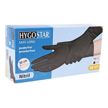 Hygostar nitril handschoenen zwart Safe Long