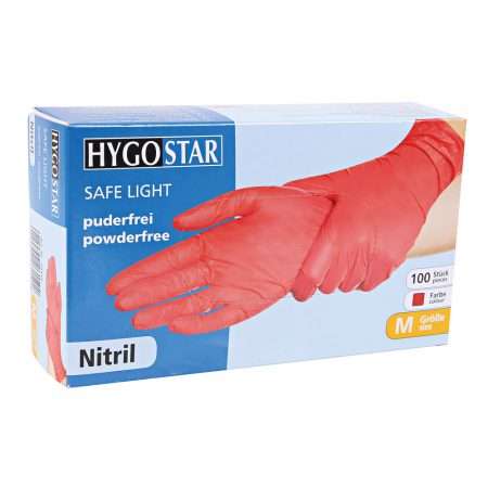 Hygostar nitril handschoenen rood Safe Light