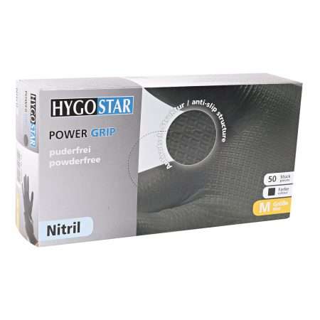 Hygostar nitril handschoenen zwart Power Grip doosje